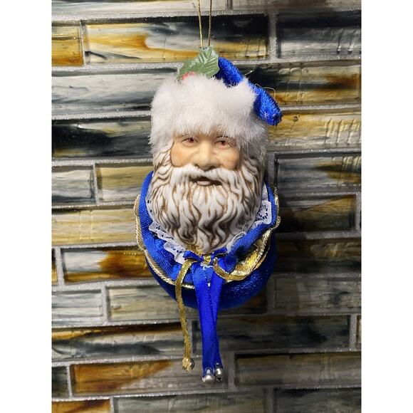 Two Large Santa Face Christmas Tree Ornament Ornaments Retro Style - Picture 6 of 7